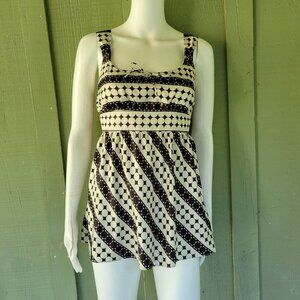 NWT TOMMY HILFIGER Ivory Black Circles Silky Top 4